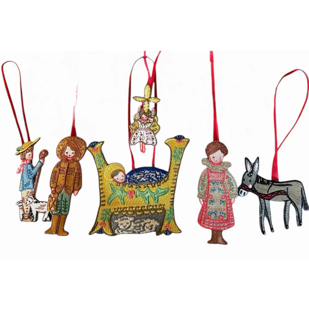 Tricia Lowenfield Nativity Embroidered Ornaments - Set of 6