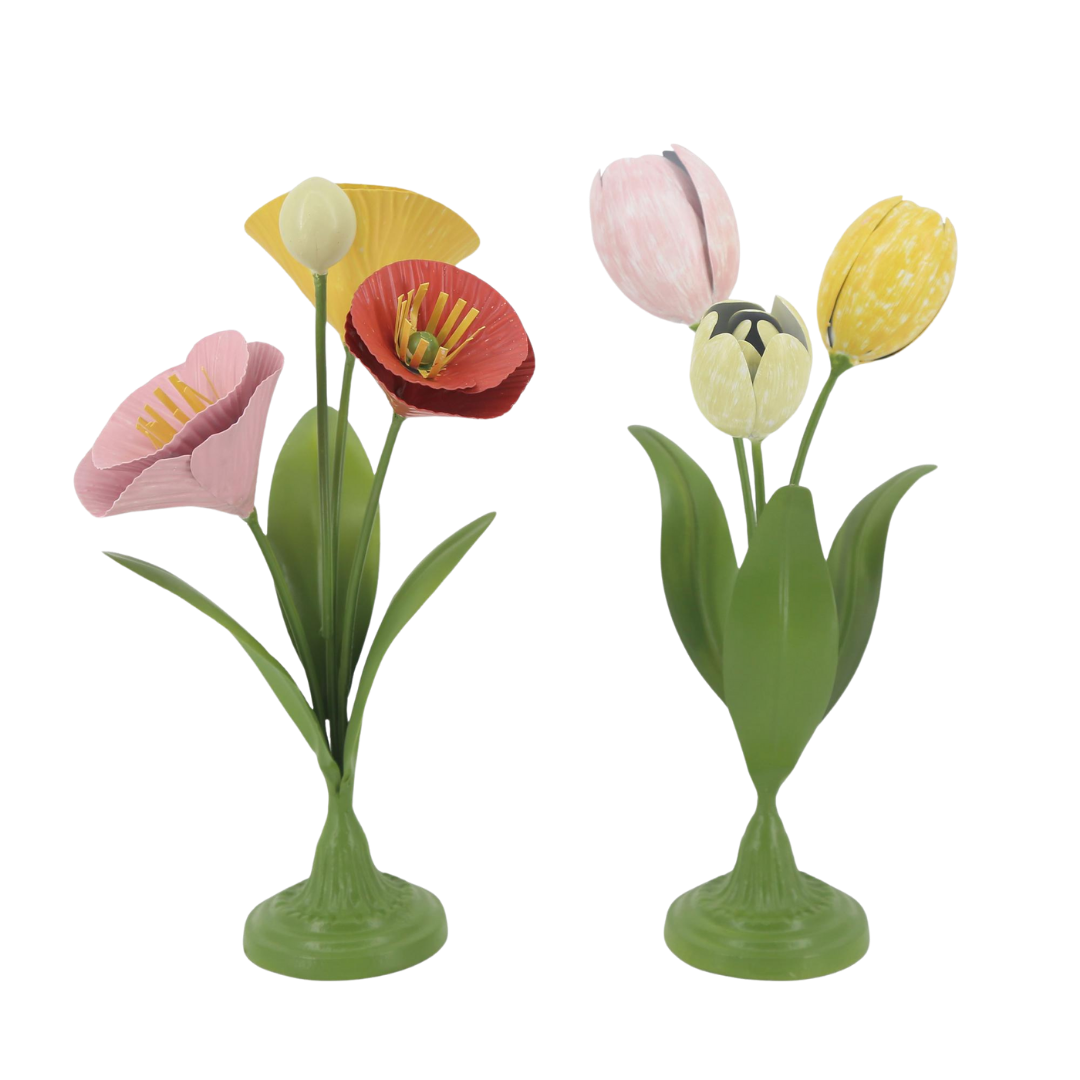 Metal Flower Figurines: Spring Home Décor