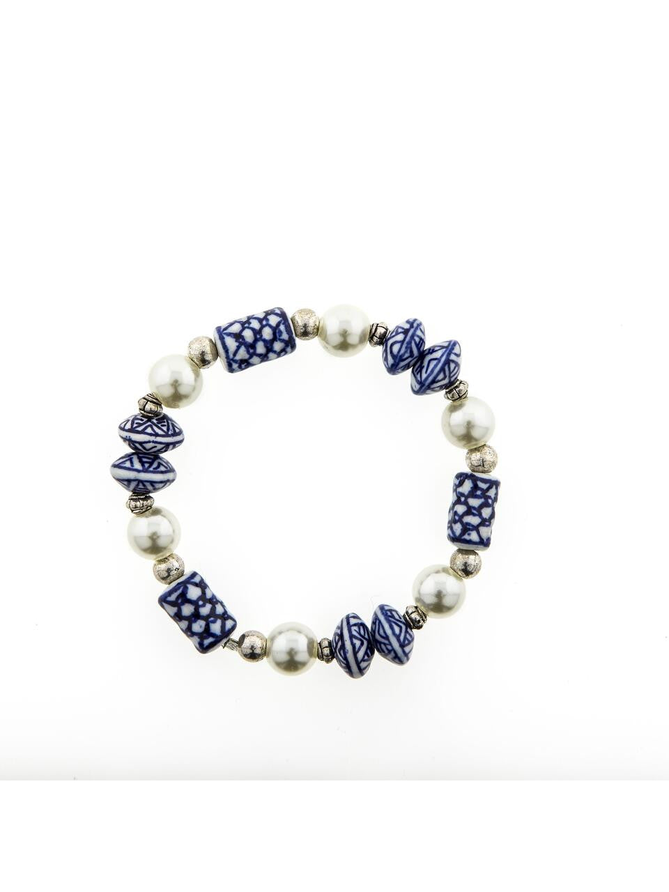 Bracelet White Pearls - Ceramic - Elastic