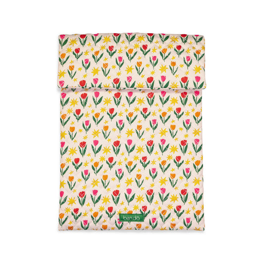 Go-Go Laptop Sleeve, Tulips on Ivory