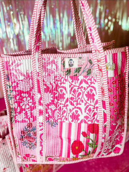 Pink City | Large Quilted Tote Bag 