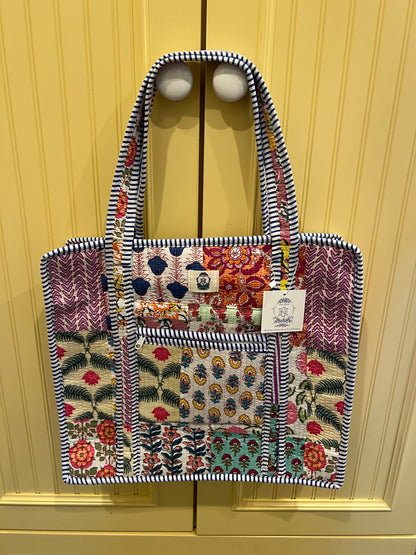 Wildflower Patch | Large Quilted Zipper Tote Bag