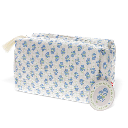 Quilted wash bag - Cornflower