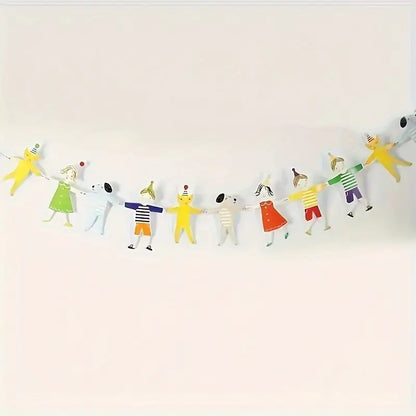 Hand-in-Hand Boy, Girl & Dog Design Garland