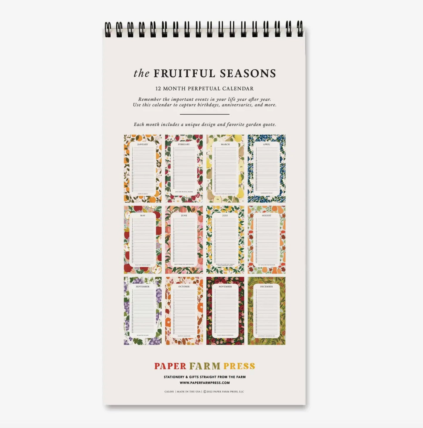 The Fruitful Seasons Perpetual Calendar