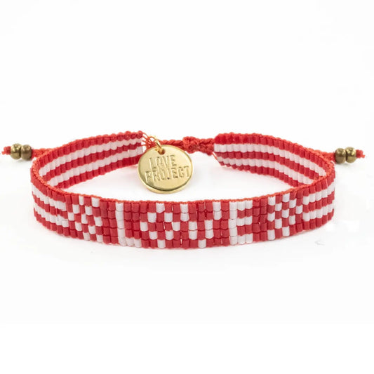 Seed Bead Love Bracelet - Red