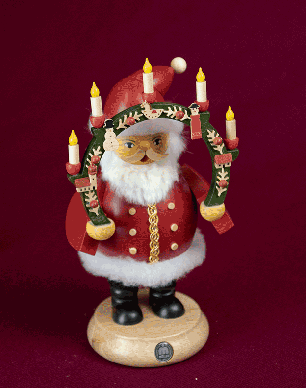 Müller German incense smoker Santa Claus under candlearch