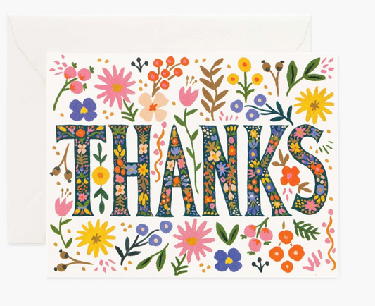 Floral Thanks Greeting Cards- Pack of 8