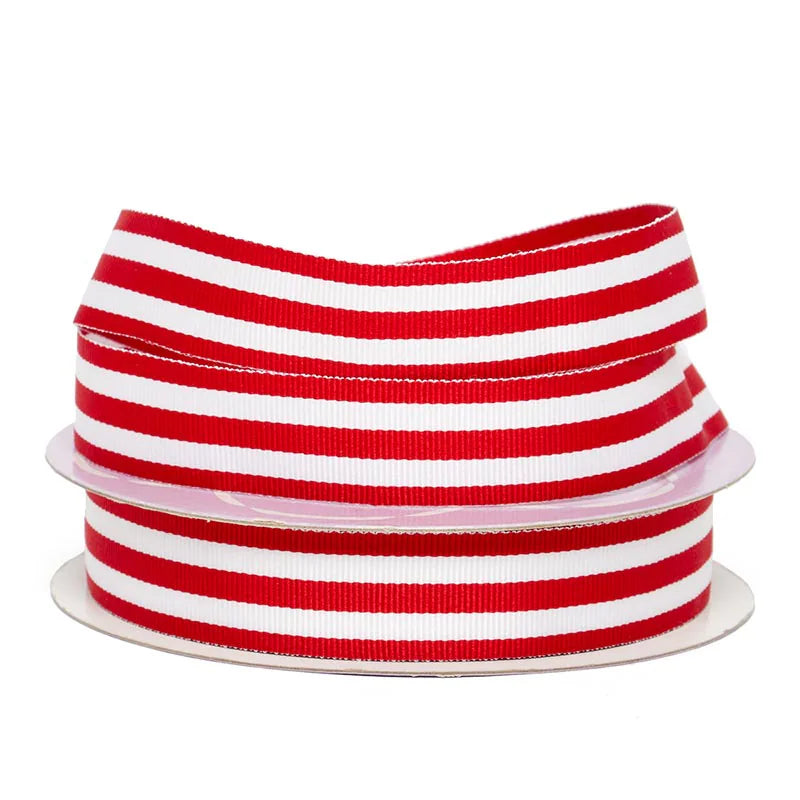 7/8" X 25YD RED JENNA STRIPED GROSGRAIN RIBBON