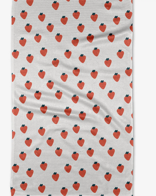 Geometry Strawberry Love Tea Towel