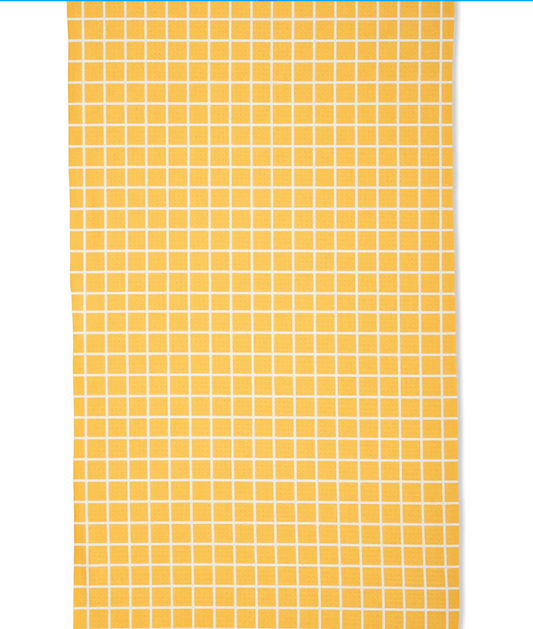 Geometry Summer Grid Orange Tea Towel