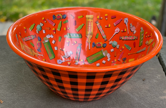 Halloween Gingham 14" Candy Bowl