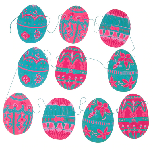 Hand Printed Large Easter Egg Garland