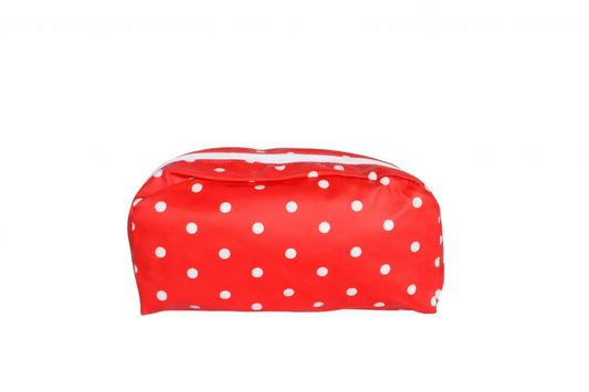 Isabelle Rose Cosmetic Bag Red Dots Round