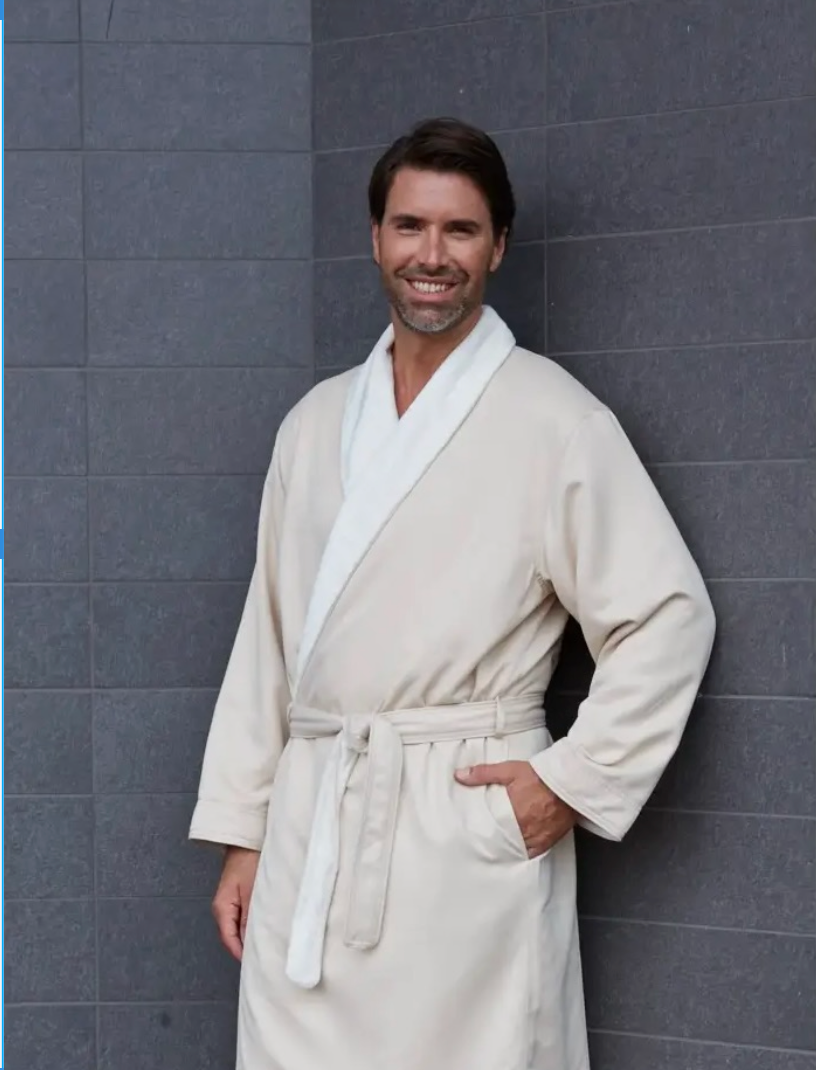 Luxe Lounge Microfiber Shimmer Lined Robe (natural tan)