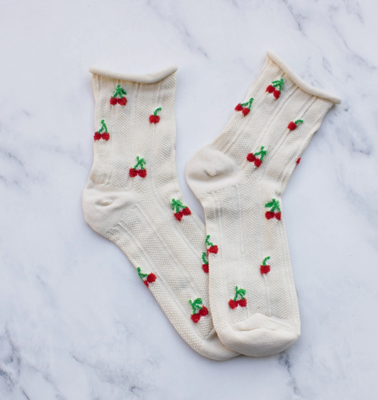 Oatmeal Women's Vintage Cherry Socks