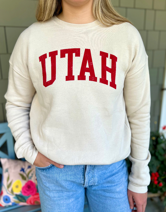 UTAH Graphic Sweatshirt (Heather Dust w/ Red Print)