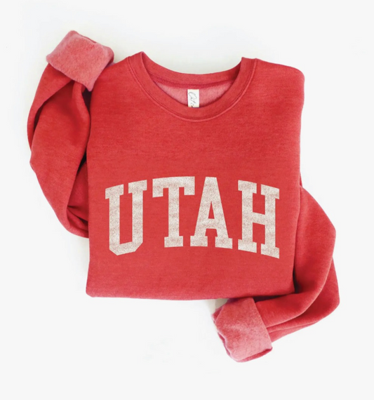 UTAH Graphic Sweatshirt (Cranberry Heather w/ White Print)