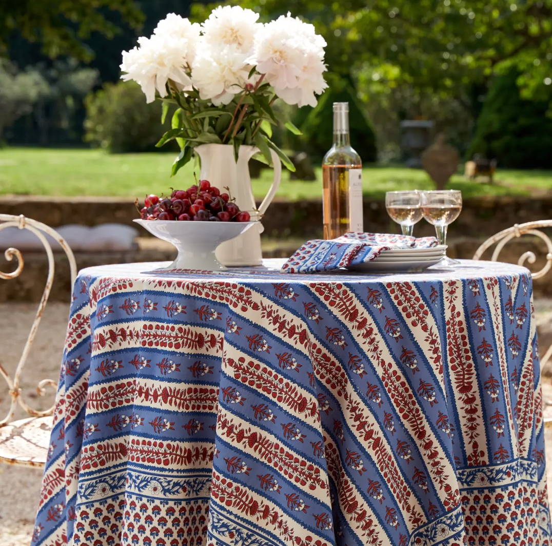 Provence Avignon Red & Blue Tablecloth