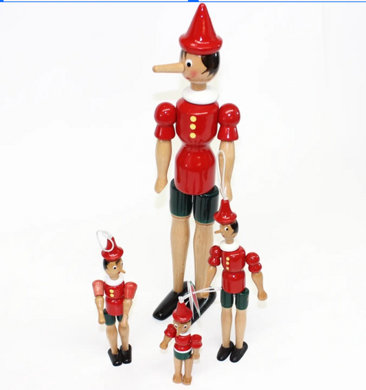 Pinocchio Classic Wooden Toy Figures, Handmade in Italy