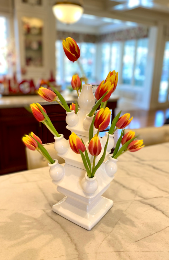 Tulip Vase threepartite white