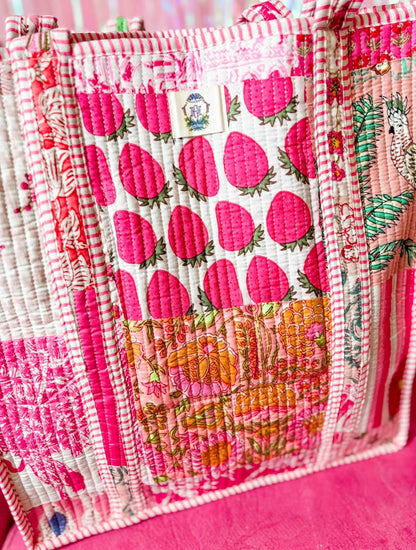 Pink City | Large Quilted Tote Bag 