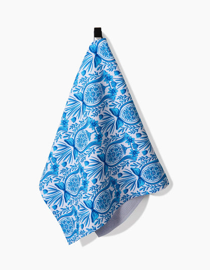 Delft Blue Easter Egg Damask Tea Towel