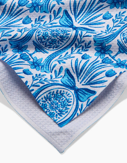 Delft Blue Easter Egg Damask Tea Towel