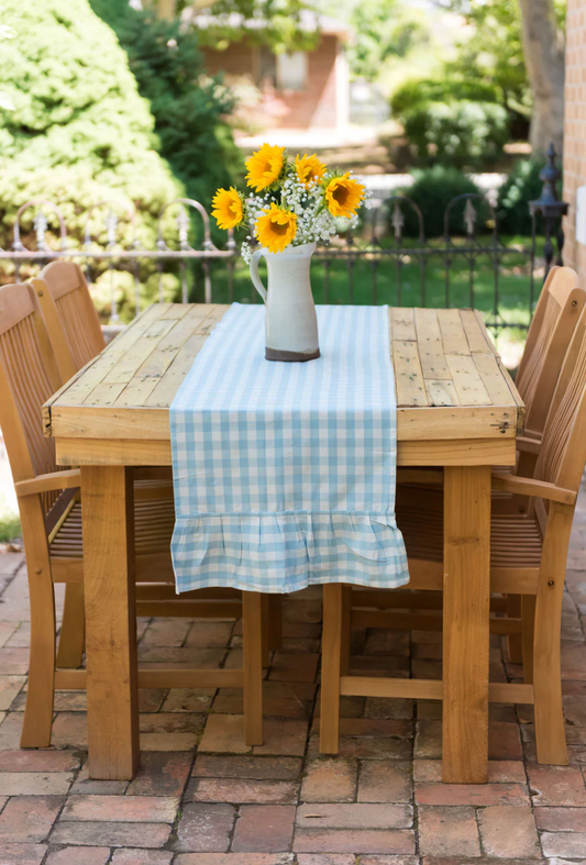 Blue Gingham Table Runner by Galley and Fen