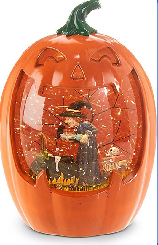 Brewing Witch Lighted Water Pumpkin