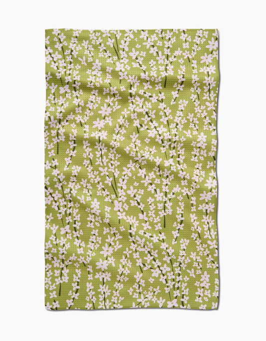 Spring Green Forsythia Tea Towel