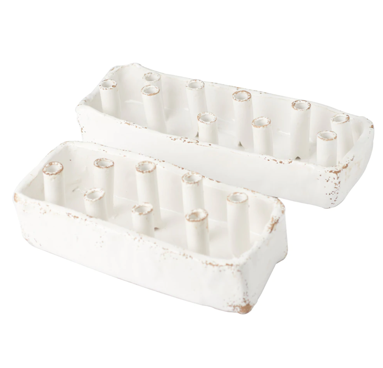 Ceramic Boat Tulipiere, White, 8-Hole