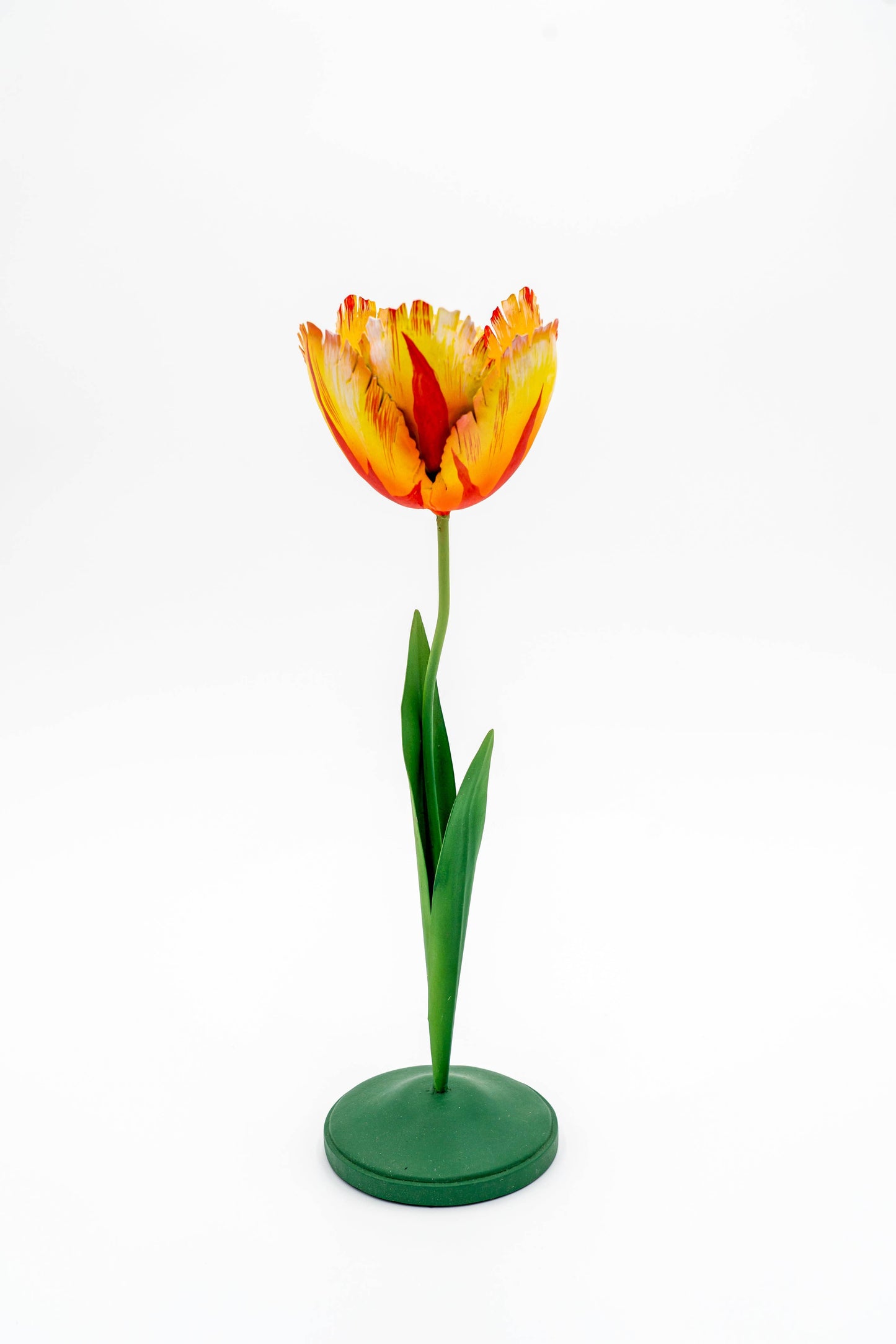 Tulip Candleholders 12": Yellow/Red Flaming Parrot