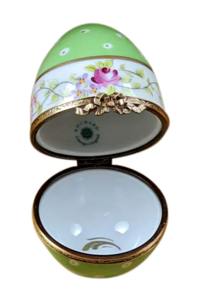 Rochard "Green Egg with Flowers" Limoges Box