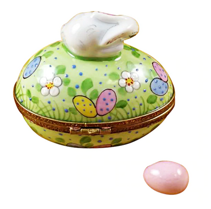 Rochard "Rabbit on Easter Egg with Removable Egg" limoges box