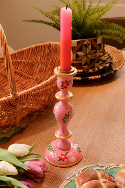 LARGE PINK CANDLESTICK