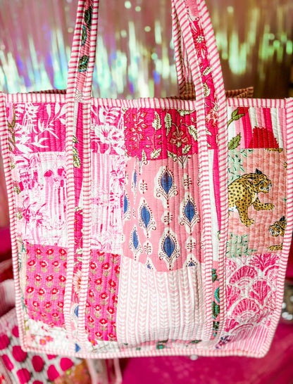 Pink City | Large Quilted Tote Bag 