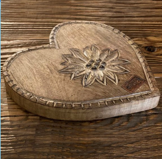 French Burnt Wood Heart Trivet