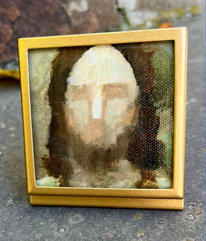 "Christ Portrait VII" by J. Kirk Richards (Canvas Print) 3" x 3" Brass Frame