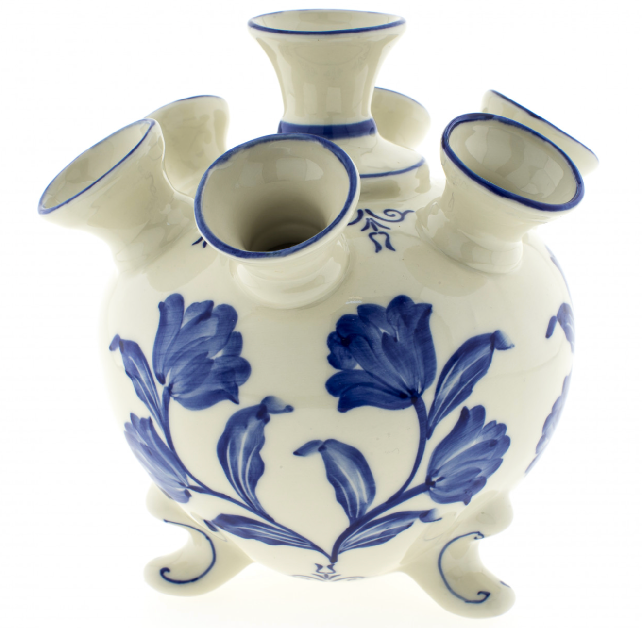 Dutch Tulip vase on legs with blue tulip (large)