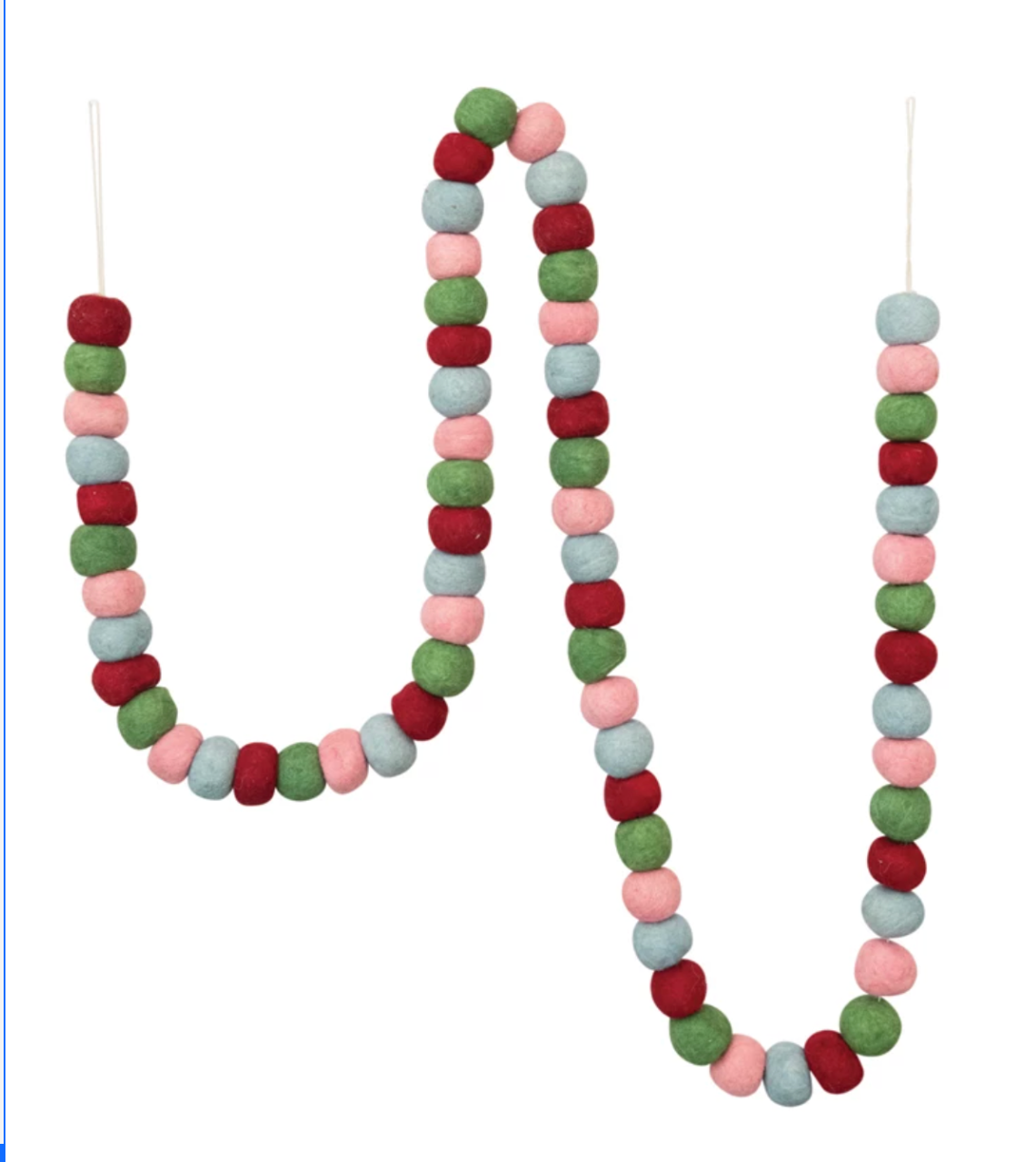 72" Multi Color Wool Felt Ball Garland