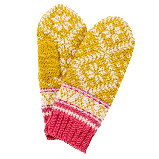 French Knot Novelty Nordic Mittens - Yellow